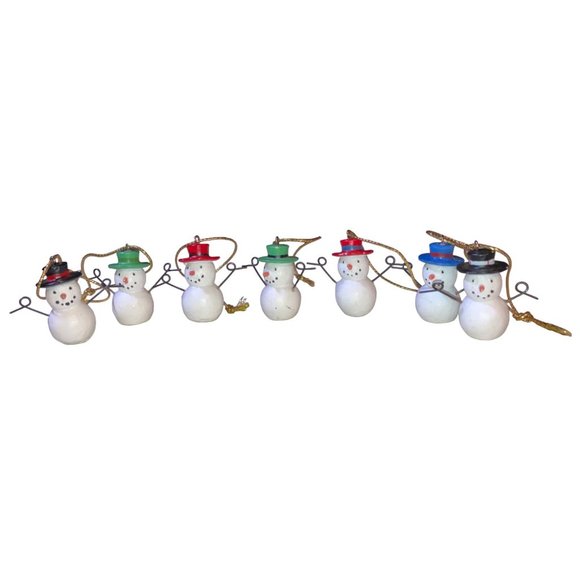 Mini Snowmen Christmas Ornament Lot of 7 - Picture 1 of 9
